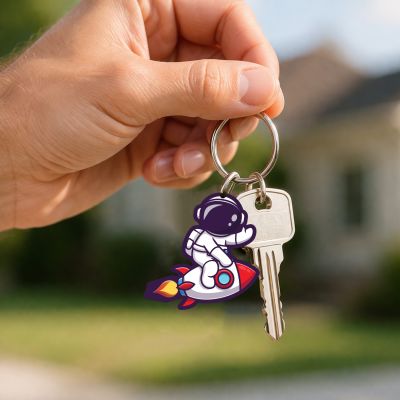 Astronaut theme Acrylic Anime & Cartoon Theme Keychain For Bike & Car Birthday Return Gift For Kids Gift For Girls & Boys